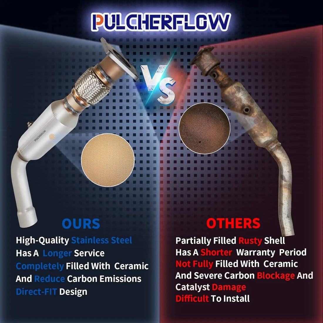 PULCHERFLOW Catalytic Converter Compatible with 2008-2010 Dodge Grand Caravan/Chrysler Town & Country 47846 (EPA Compliant) Pulcherflow