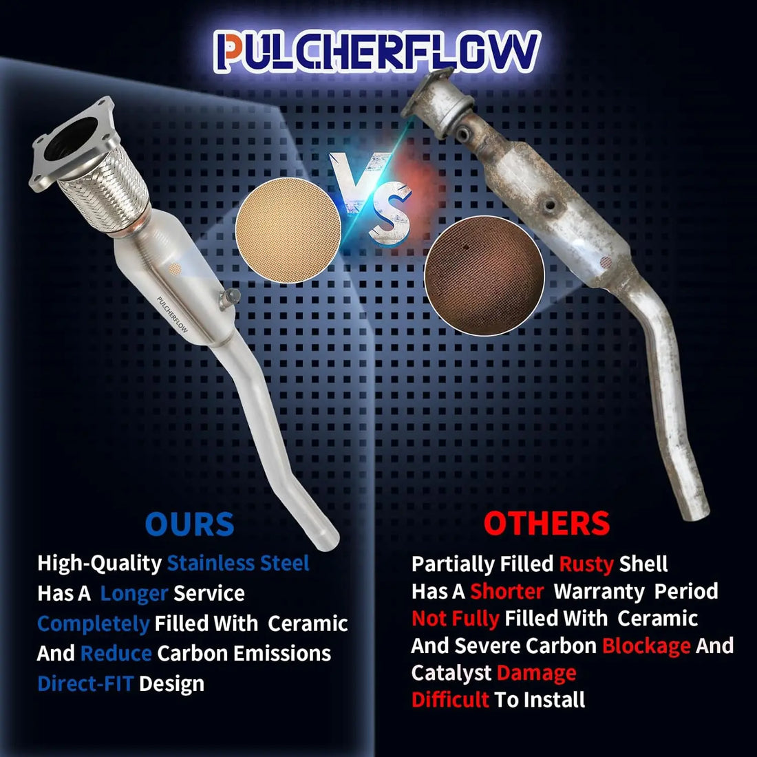 PULCHERFLOW Catalytic Converter Compatible with 2005-2007 Chrysler Town & Country/Dodge Caravan 642979 (EPA Compliant) Pulcherflow