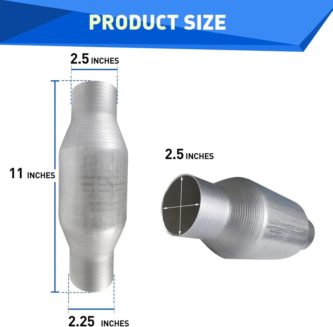 PULCHERFLOW 2.25/2.5 Inch Inlet/Outlet Universal Catalytic Converter Stainless Steel (EPA Compliant) Pulcherflow