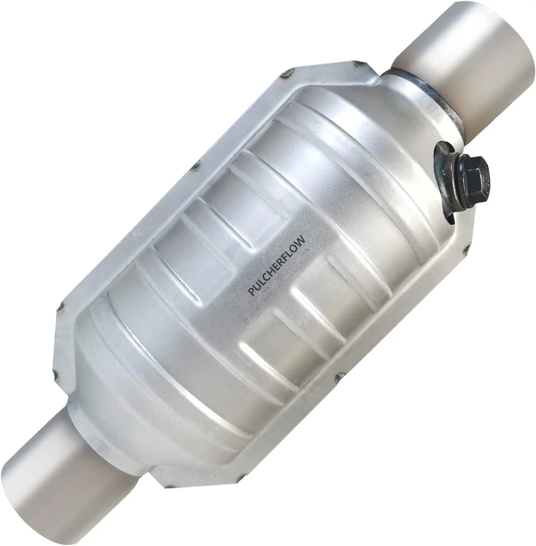 PULCHERFLOW 2.25 Inch Inlet/Outlet Universal Catalytic Converter with Heat Shield Stainless Steel (EPA Compliant) Pulcherflow