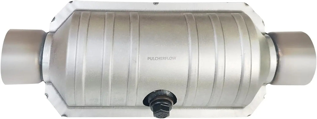 PULCHERFLOW 2.5 Inch Inlet/Outlet Universal Catalytic Converter with Heat Shield Stainless Steel (EPA Compliant) Pulcherflow