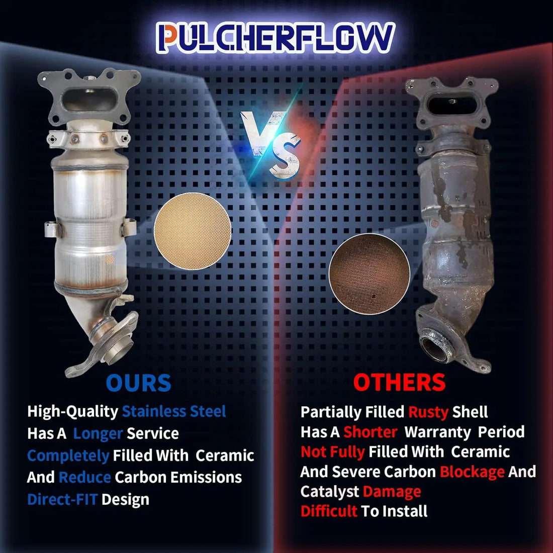 PULCHERFLOW Catalytic Converter Compatible with 2006-2011 Honda Civic 16448 (EPA Compliant) Pulcherflow