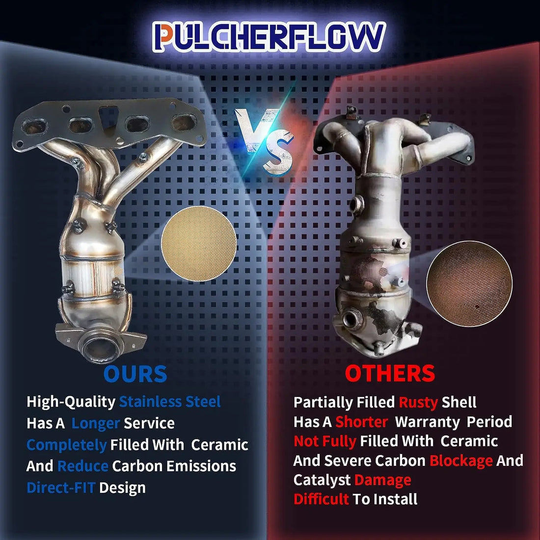 PULCHERFLOW Catalytic Converter Compatible with 2002-2006 Nissan Altima/Sentra 16403 (EPA Compliant) Pulcherflow